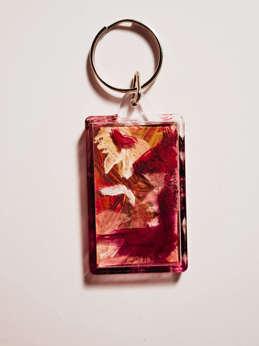 Raudono Šilko Sapnas - Rankų darbo raktų pakabutis